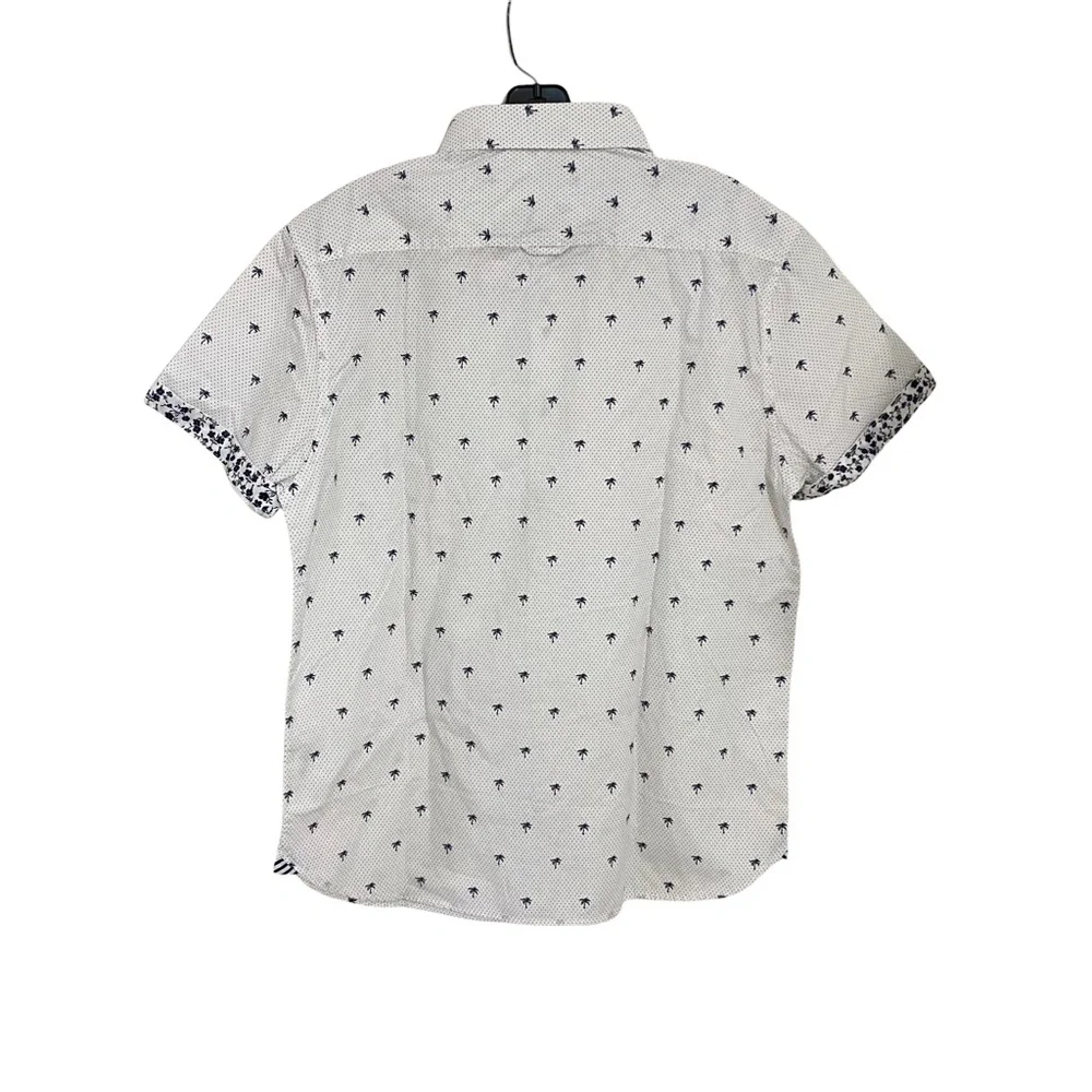 Denim & Flower Ricky Singh White Blue Palm Trees Button Down Szs Med, Lg - Picture 11 of 11
